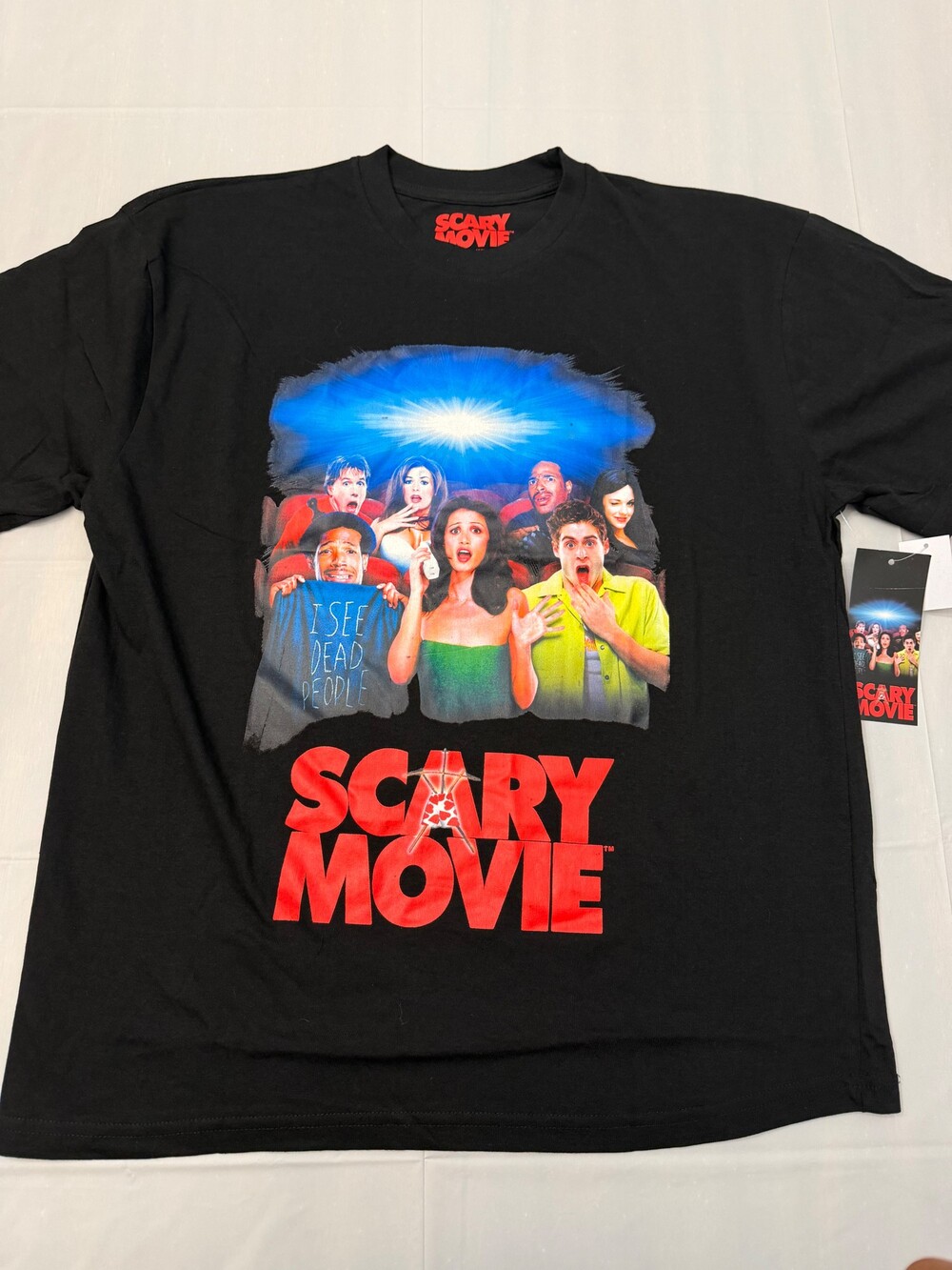Vintage Scary Movie Large Black Cotton Polyester T-shirt Graphic Tee